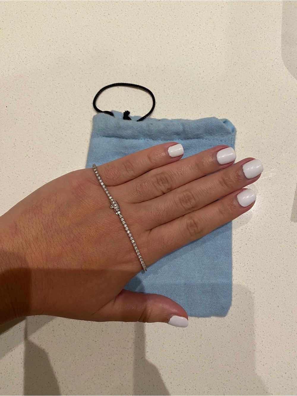 NATURAL Tennis Bracelet 14k White Gold
